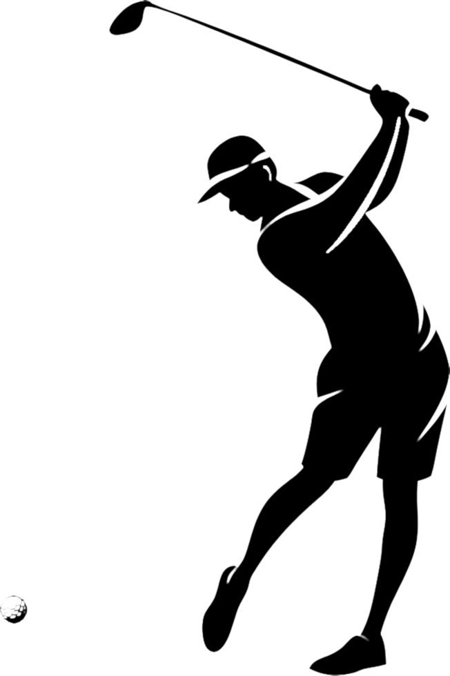 Simple black stencil golfer illustration for graphic art. . png