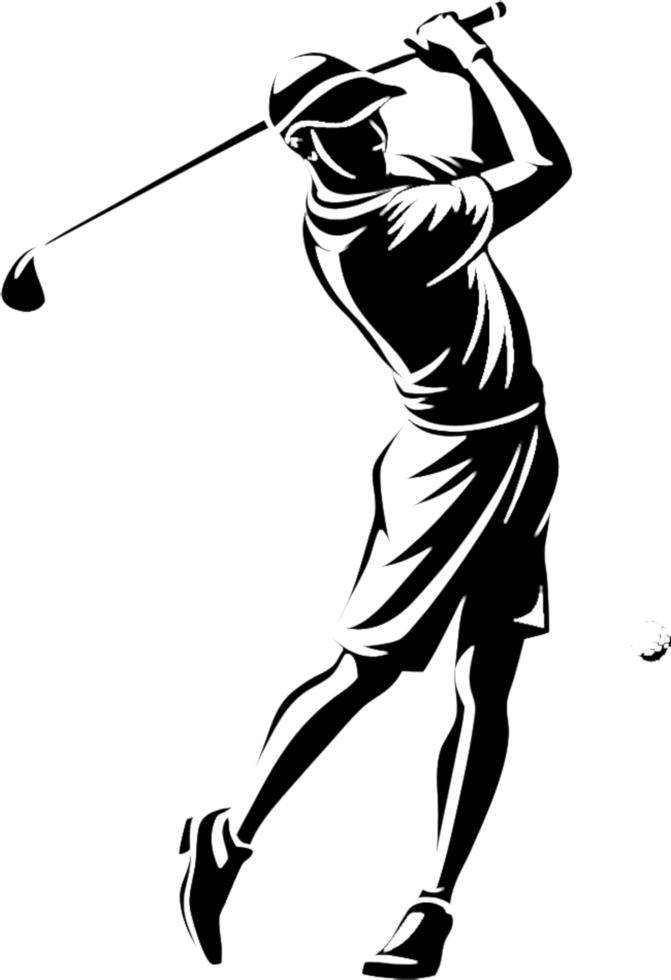 Fashionable black golf player stencil for unique projects. . png