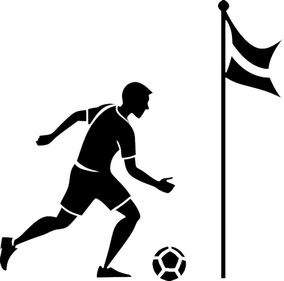 Simple black stencil art of soccer player. . png