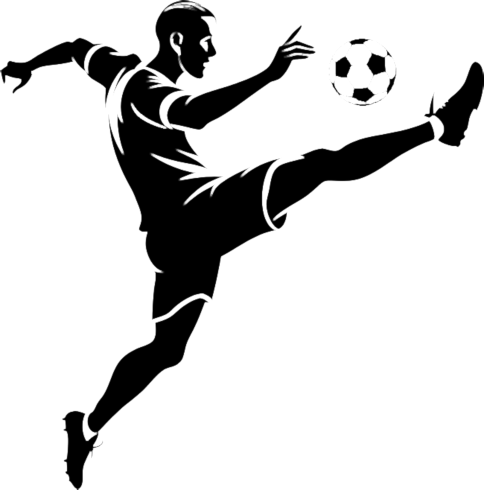 High-resolution black soccer player stencil graphic. . png