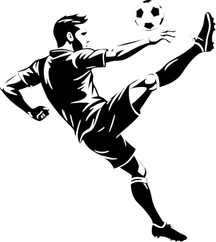 Black soccer player stencil for web graphics. . png
