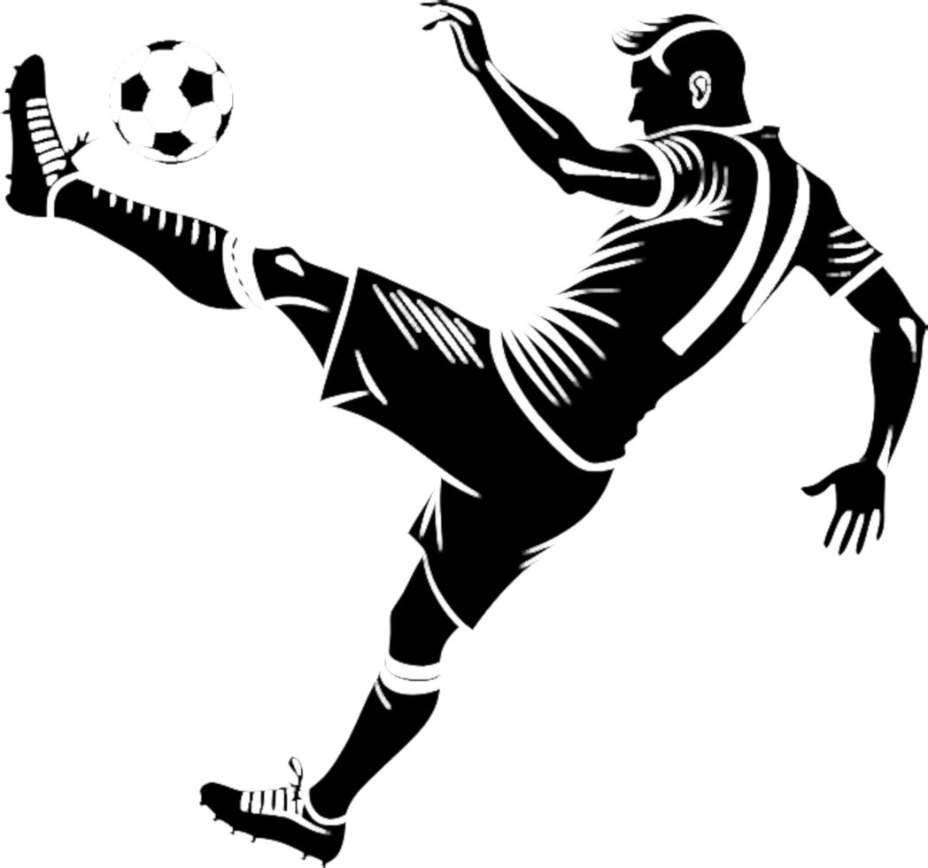 Soccer player black stencil art for prints. . png