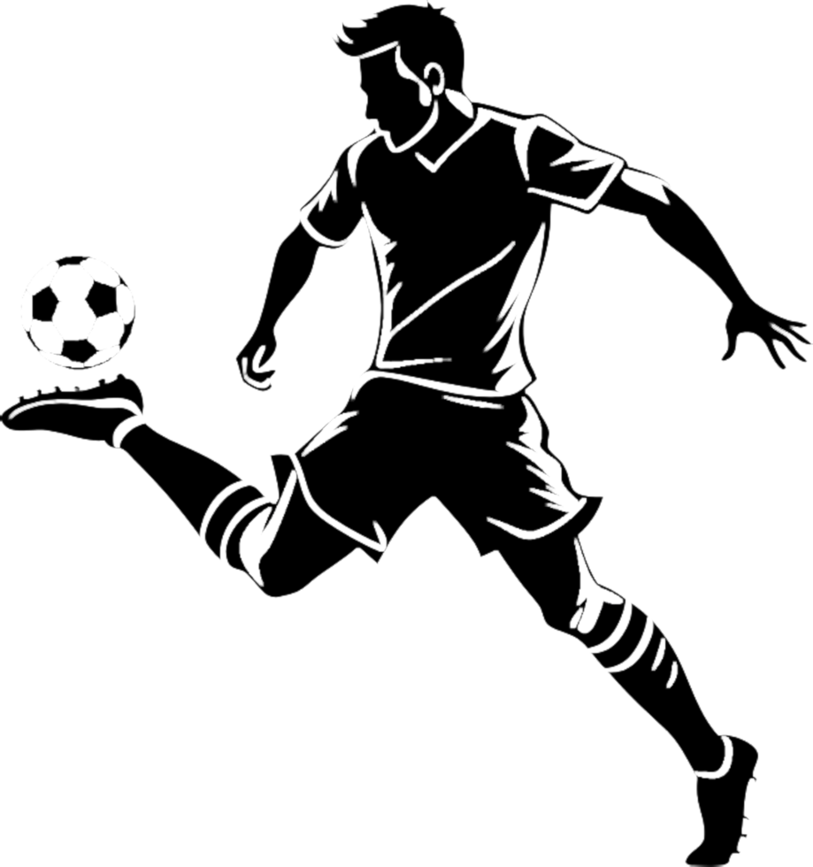 Minimalist soccer player stencil in black tone. . png
