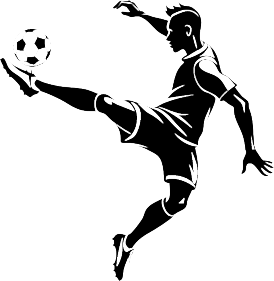 High-quality black stencil soccer player graphic. . png