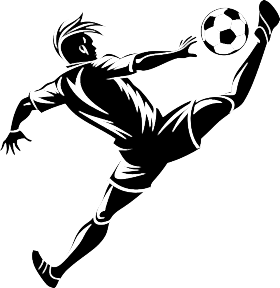Unique black stencil of soccer player design. . png