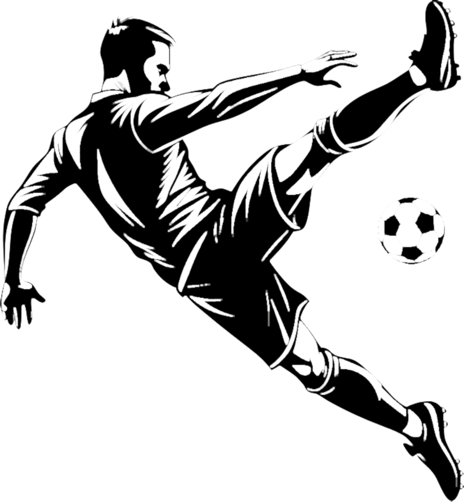 Black stencil art showing soccer player motion. . png