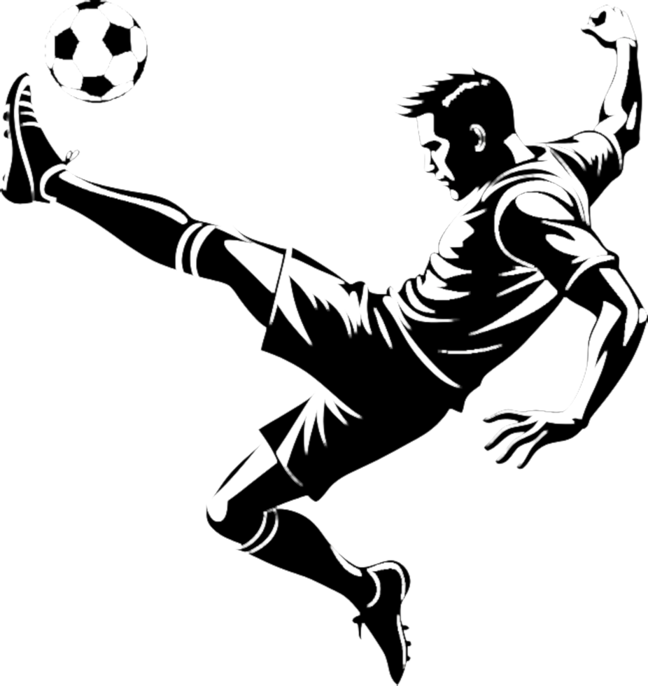 Artistic black stencil of a football player. . png