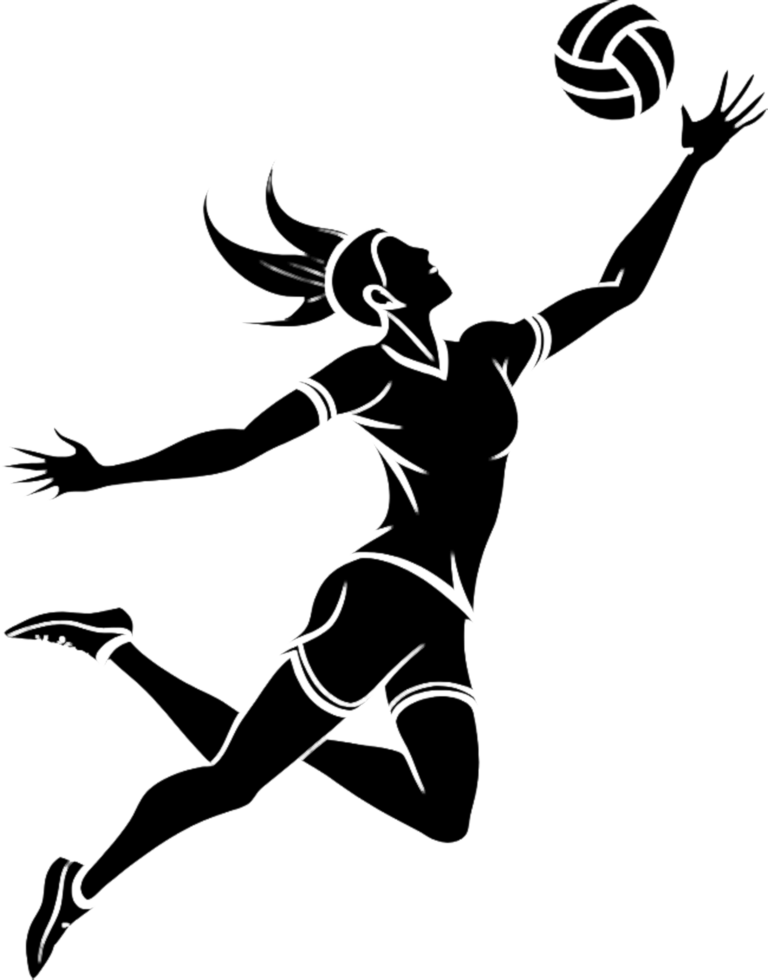 Black stencil volleyball player clipart for custom apparel. . png