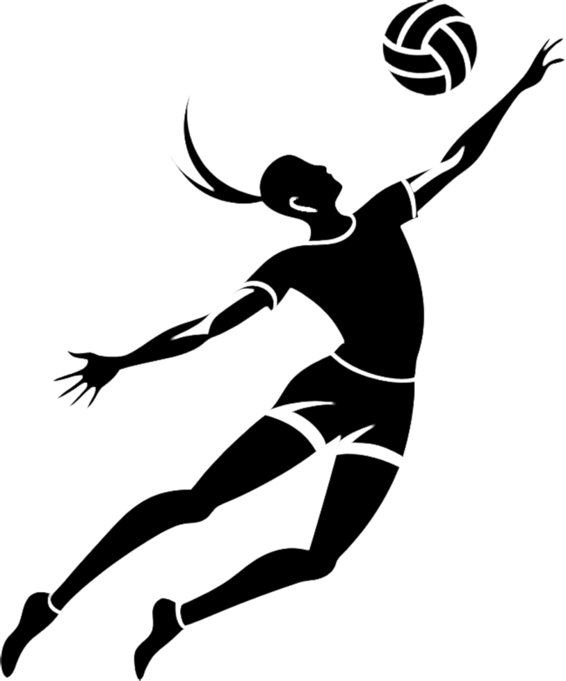 High-quality black stencil volleyball player art online. . png