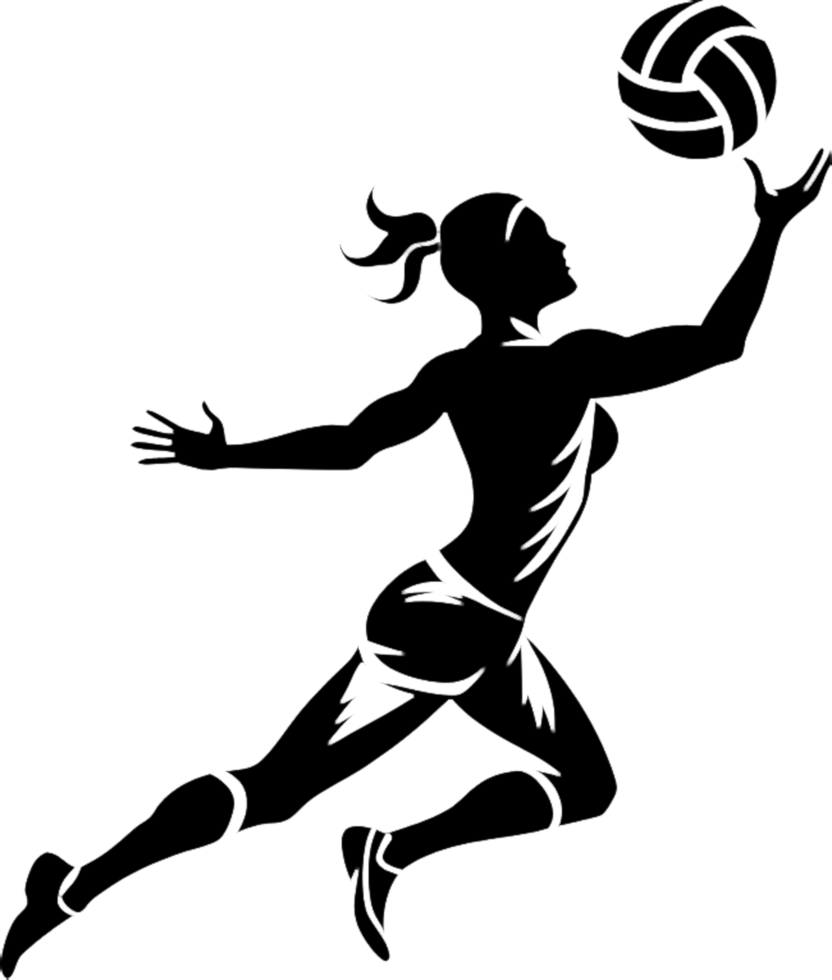Artistic black stencil volleyball player image for posters. . png
