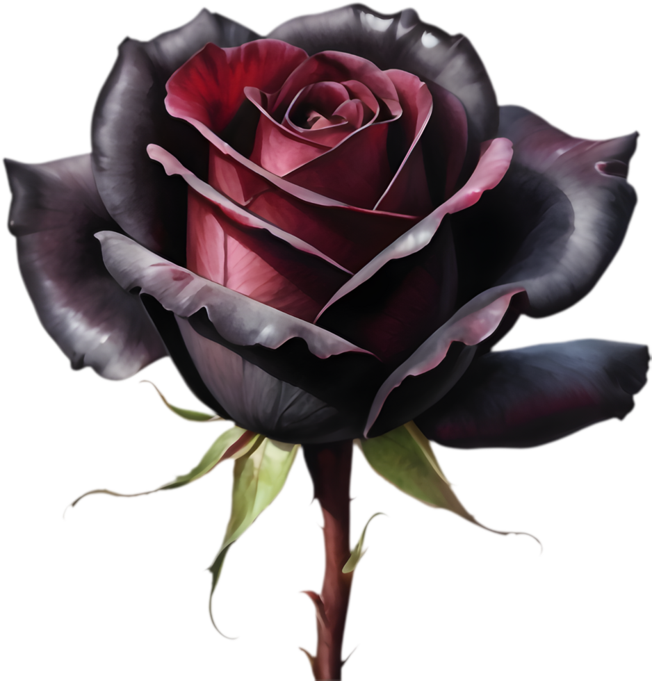 Captivating Clipart of Black Baccara Rose. . png