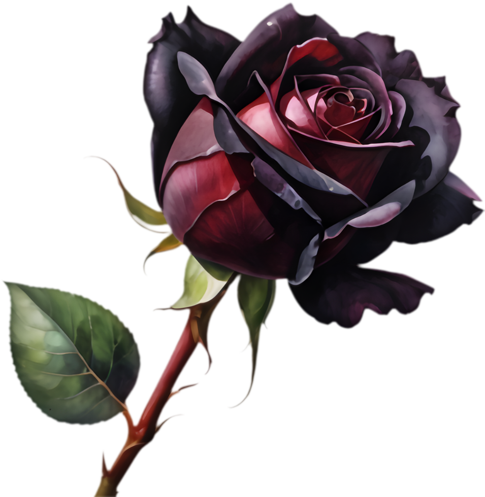 Artistic Black Baccara Rose with Deep Red Hues. . png