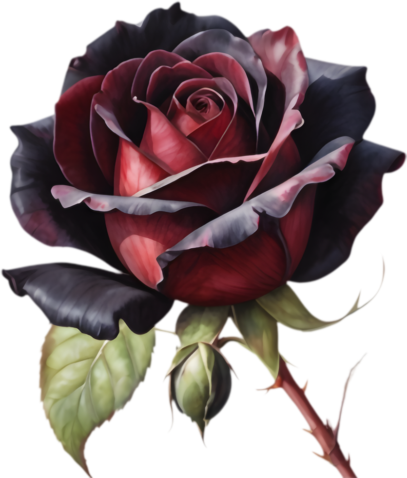 Captivating Black Baccara Rose, Dark Petals Delight. . png