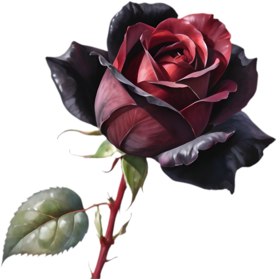 Enchanting Black Baccara Rose in Bloom. . png