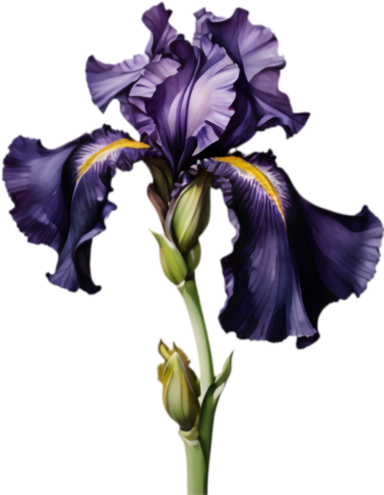 Gorgeous Deep Purple Iris, A Garden Favorite. . png