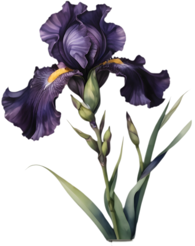 Luxurious Black Bearded Iris with Dark Hues. . png