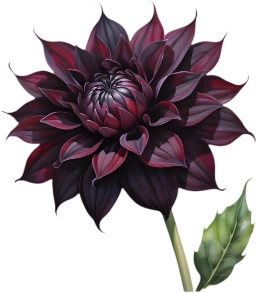 Captivating Black Dahlia, Unique Petal Structure. . png