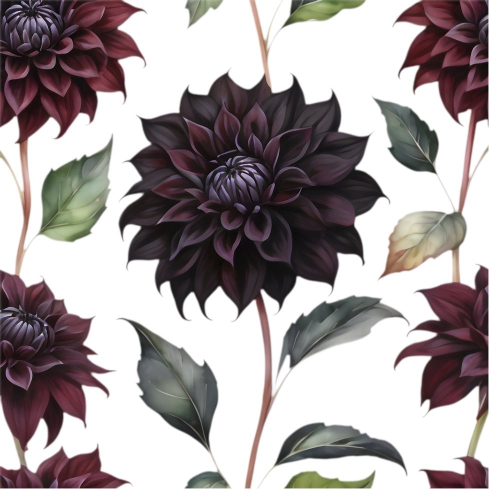 Black Dahlia Blooms, Dark Floral Delight. . png