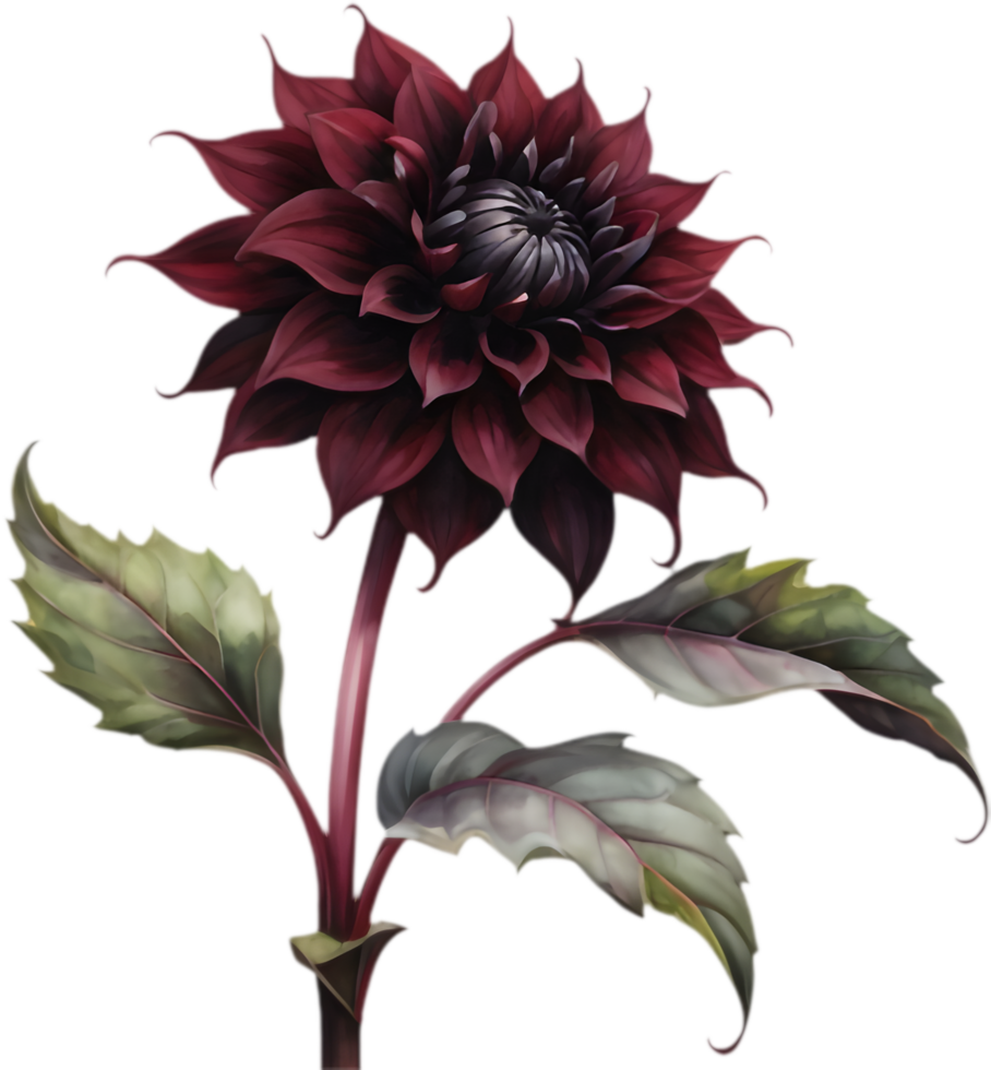 Alluring Black Dahlia, Deep Velvet Blooms. . png