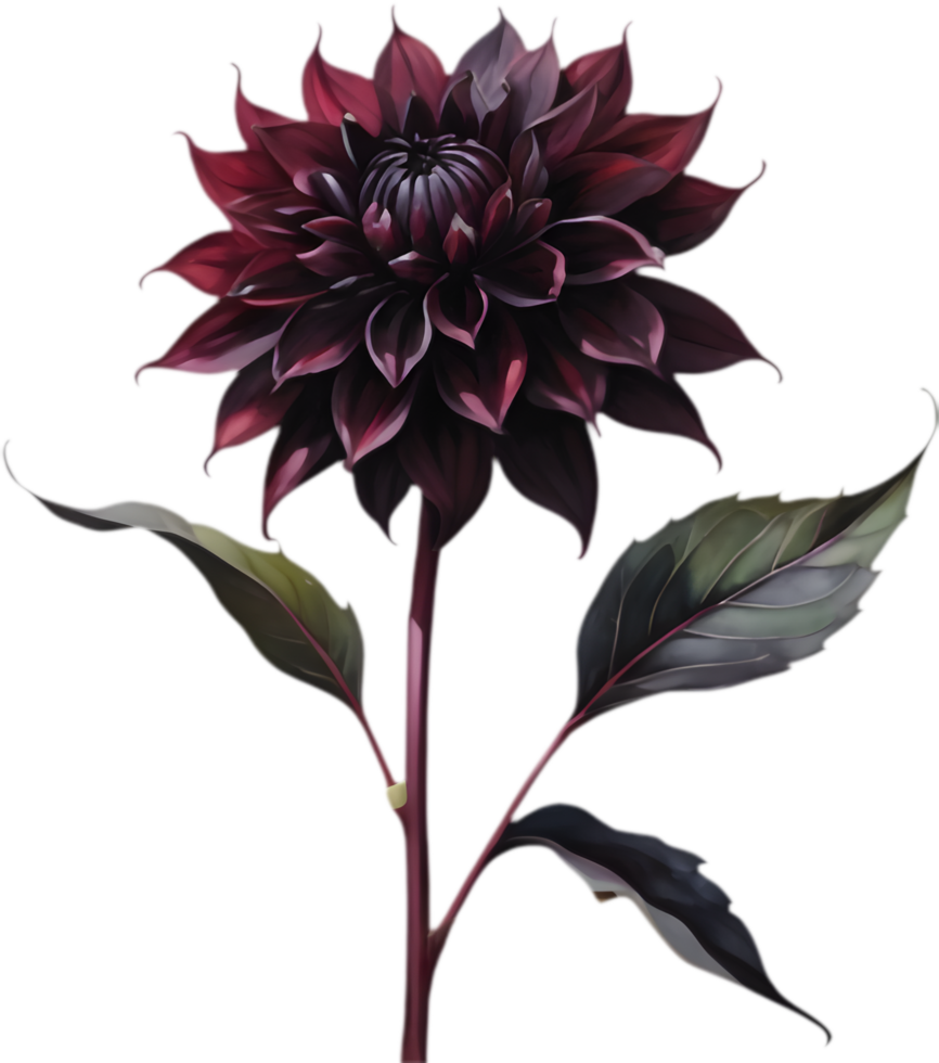 Velvety Black Dahlia, Rich Colorful Petals. . png