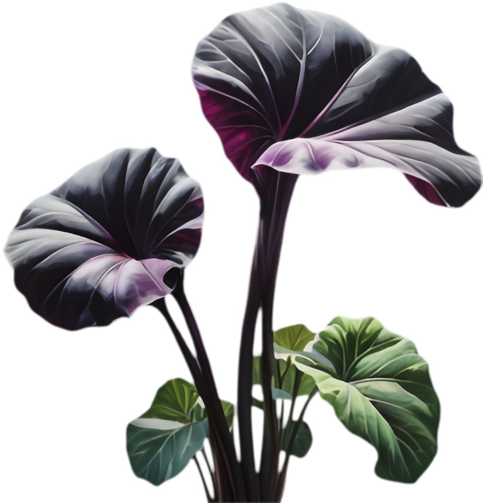 Black Magic Colocasia Dark Leaf Art. . png