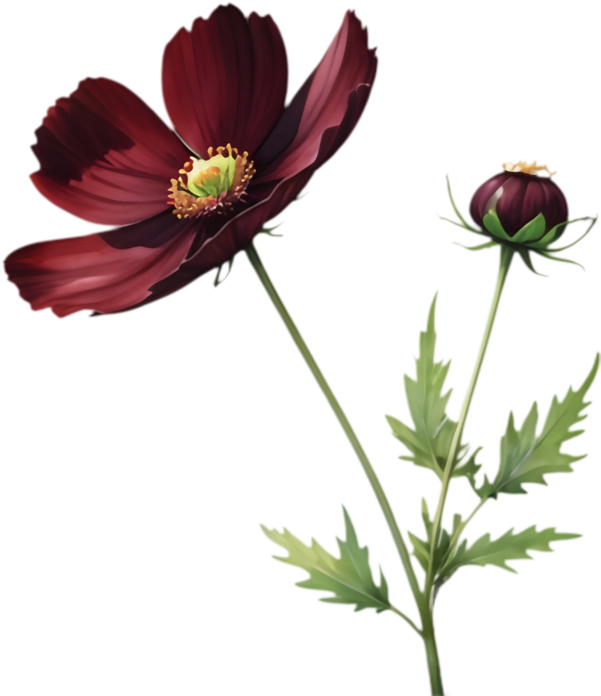 Cosmos Atrosanguineus Clipart, Burgundy Blossoms. . png