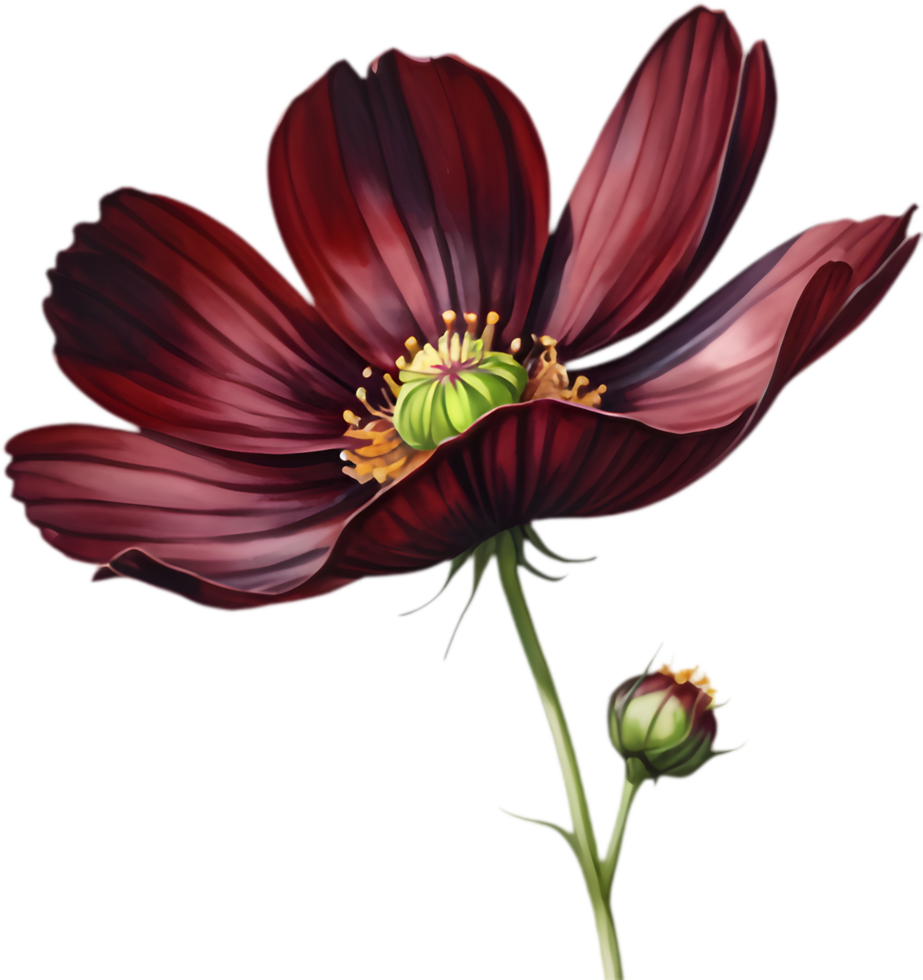 Chocolate Cosmos Blooms Clipart Dark Tones. . png