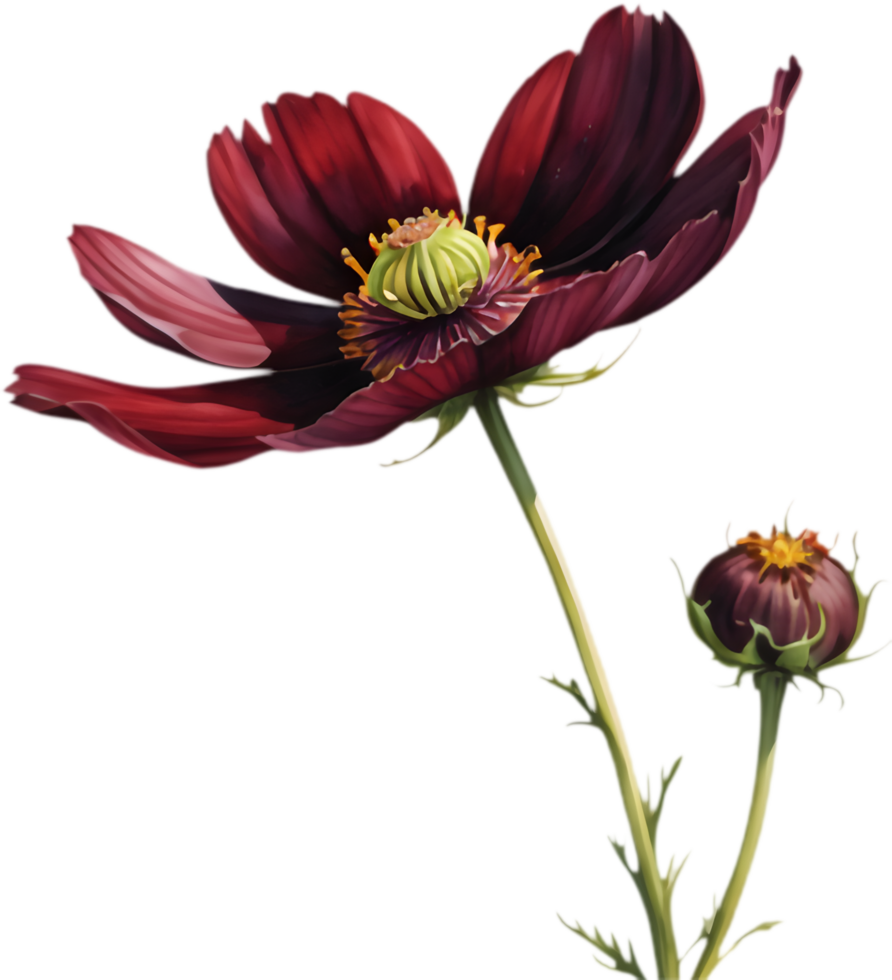 Chocolate Cosmos Blooms Clipart Design. . png