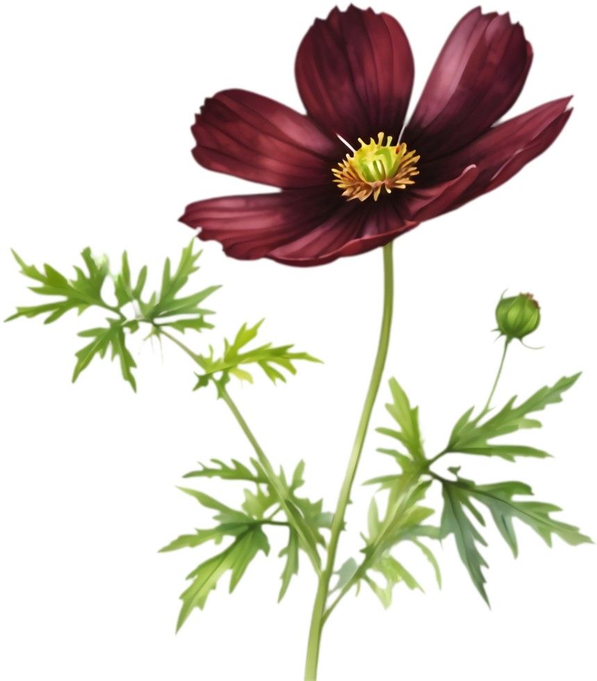 Chocolate Cosmos Clipart with Dark Flowers. . png