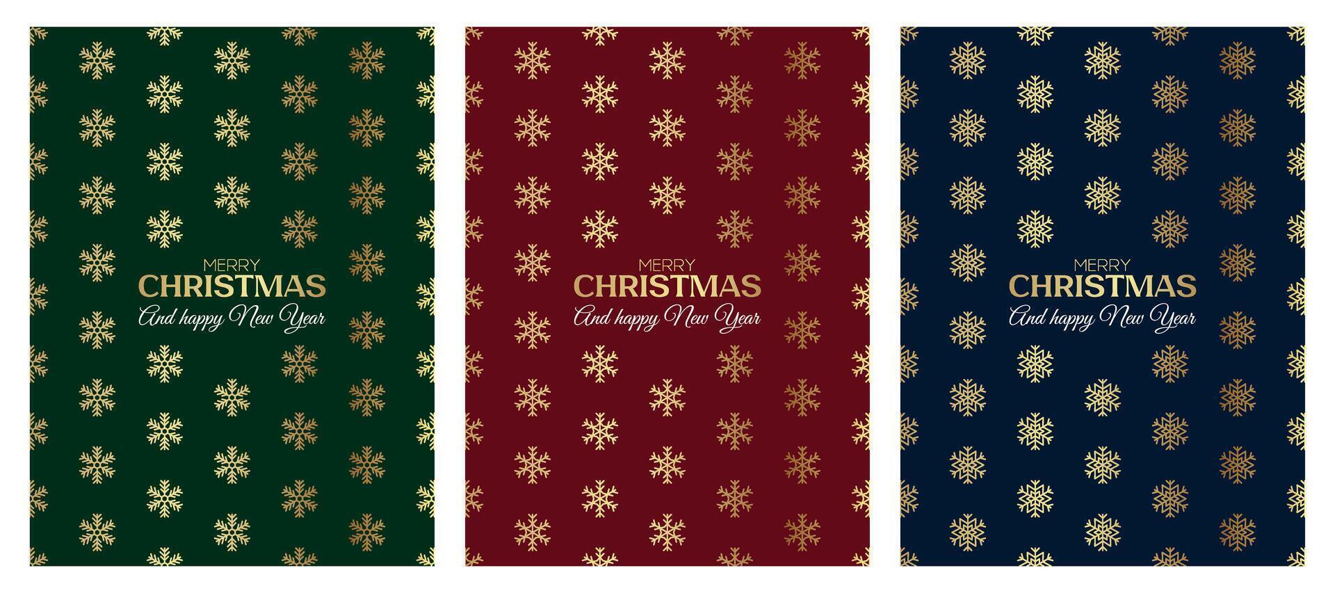 Merry Christmas and happy New Year Greeting Card Collection, snowflake backgrounds, holiday postcard vector