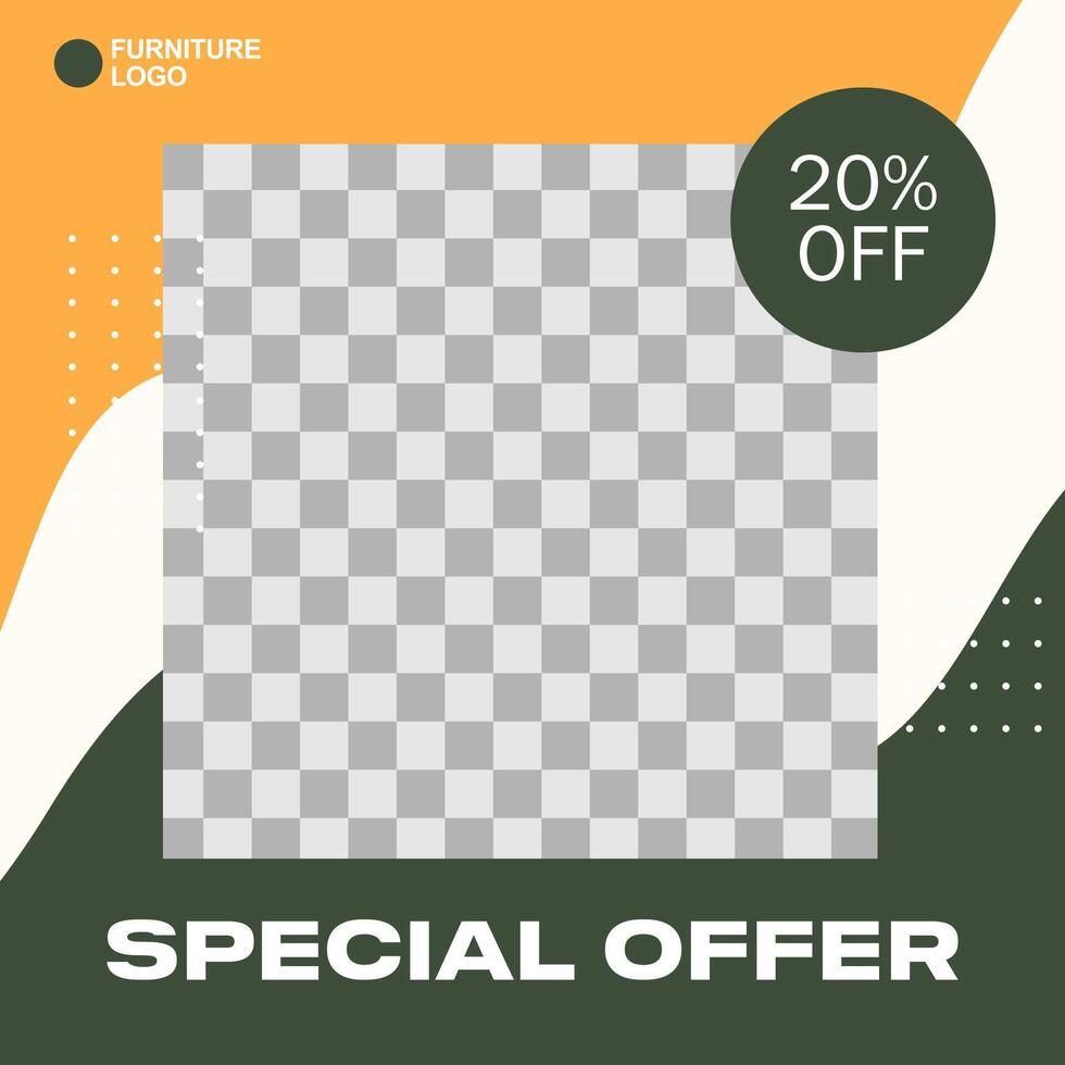 A colorful poster with a green and white design off special vector