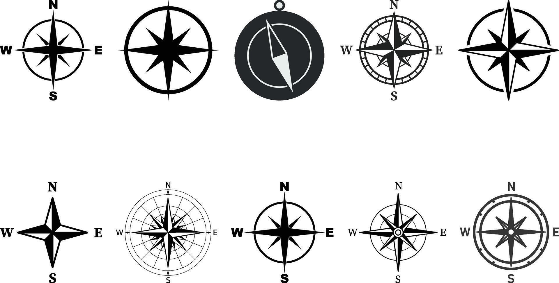 compass icon set design vector