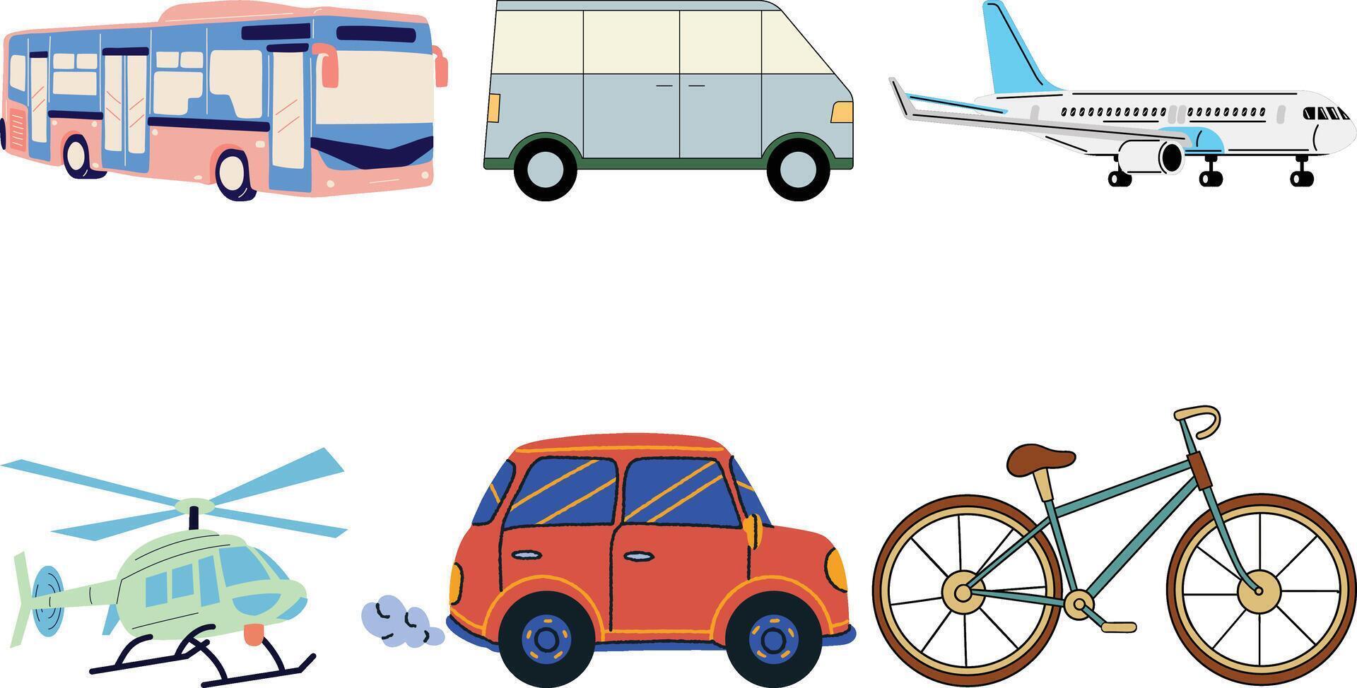 Transportation vehicle icon set collection design vector