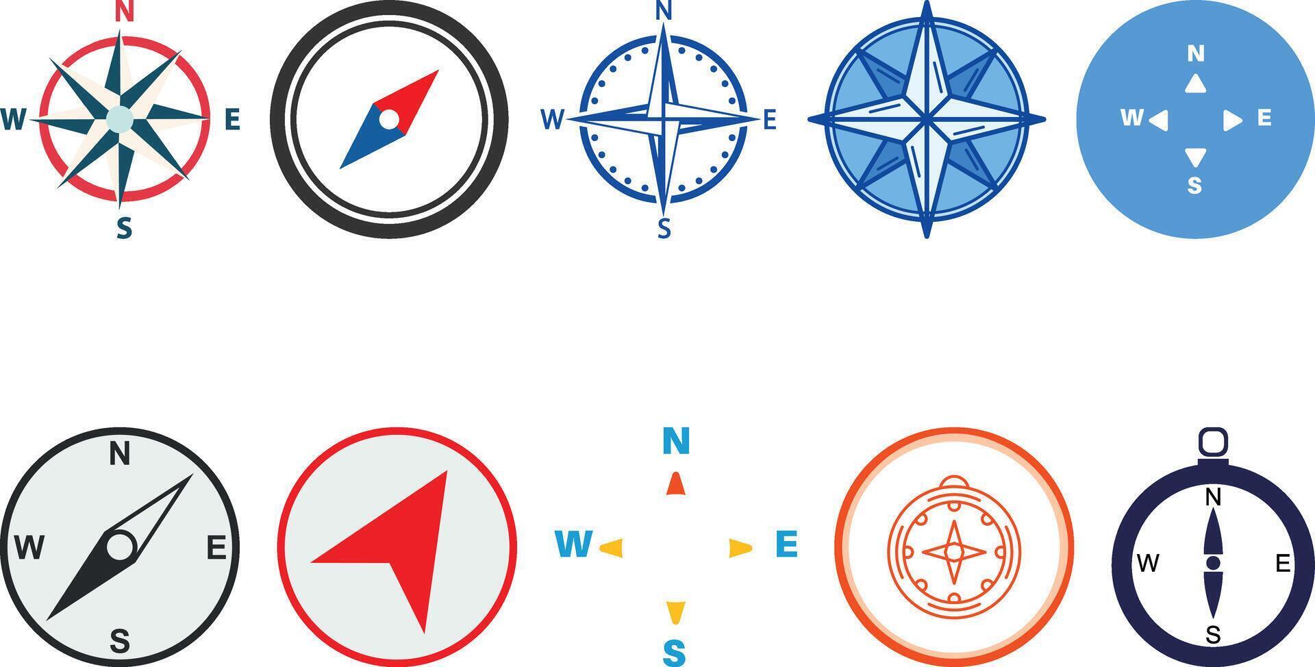 compass icon set collection design vector
