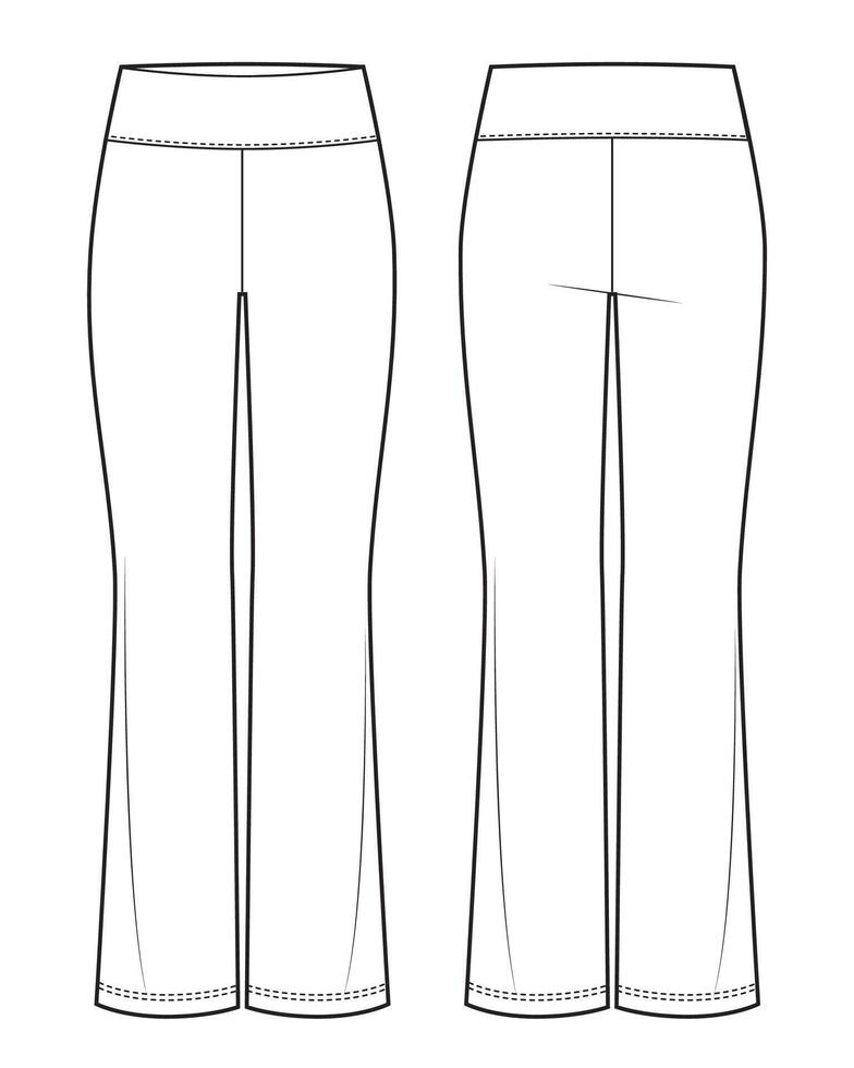 Flared leggings pants technical illustration vector