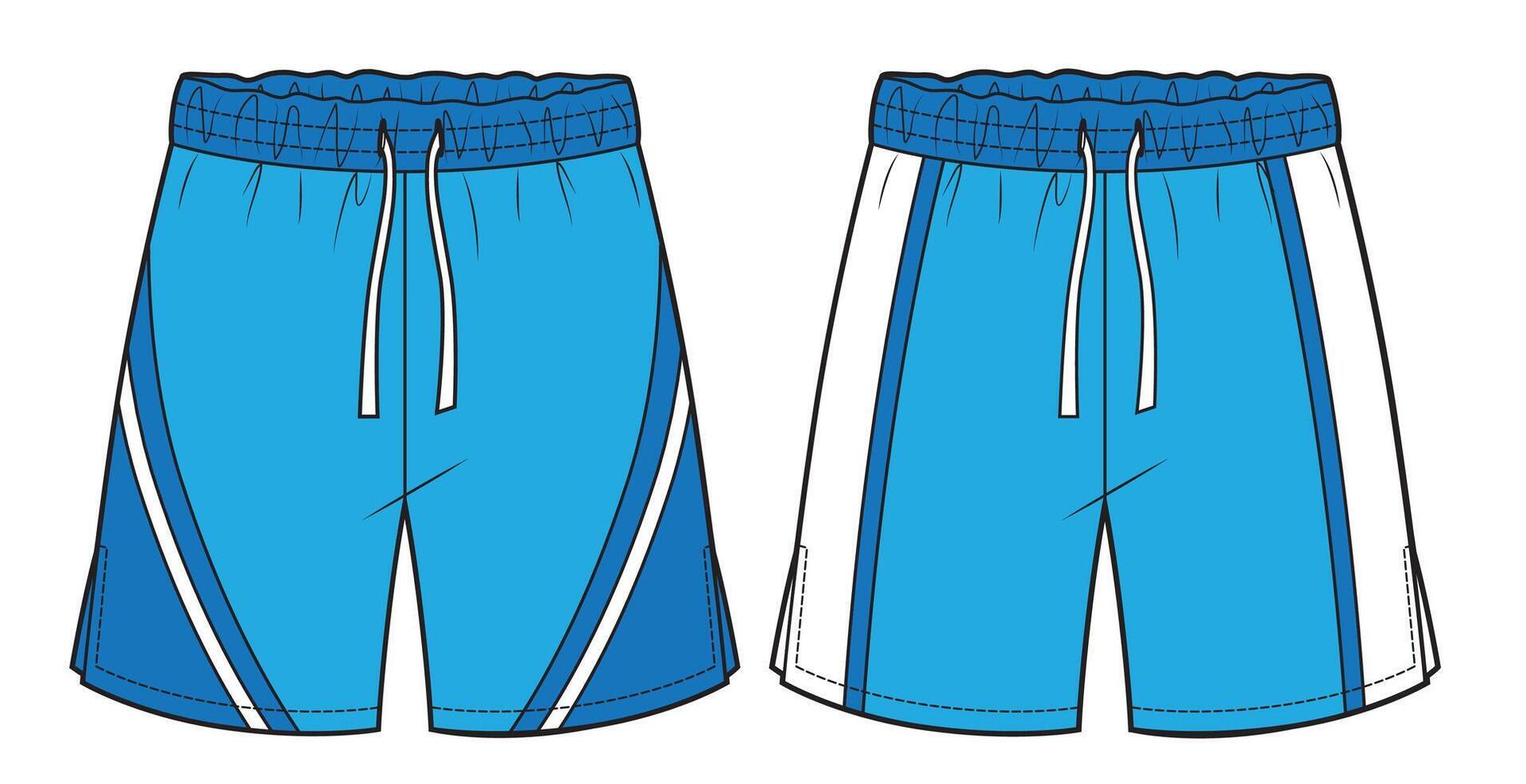 Flat sketch of blue mens sport shorts vector