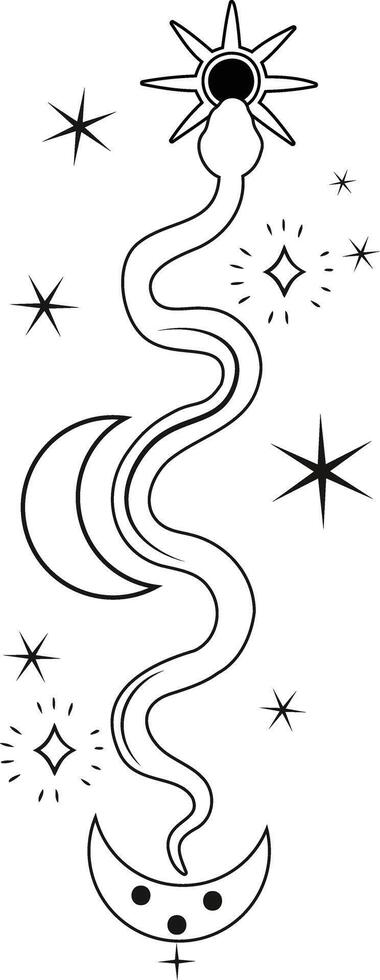 Celestial lineart snake emblem vector