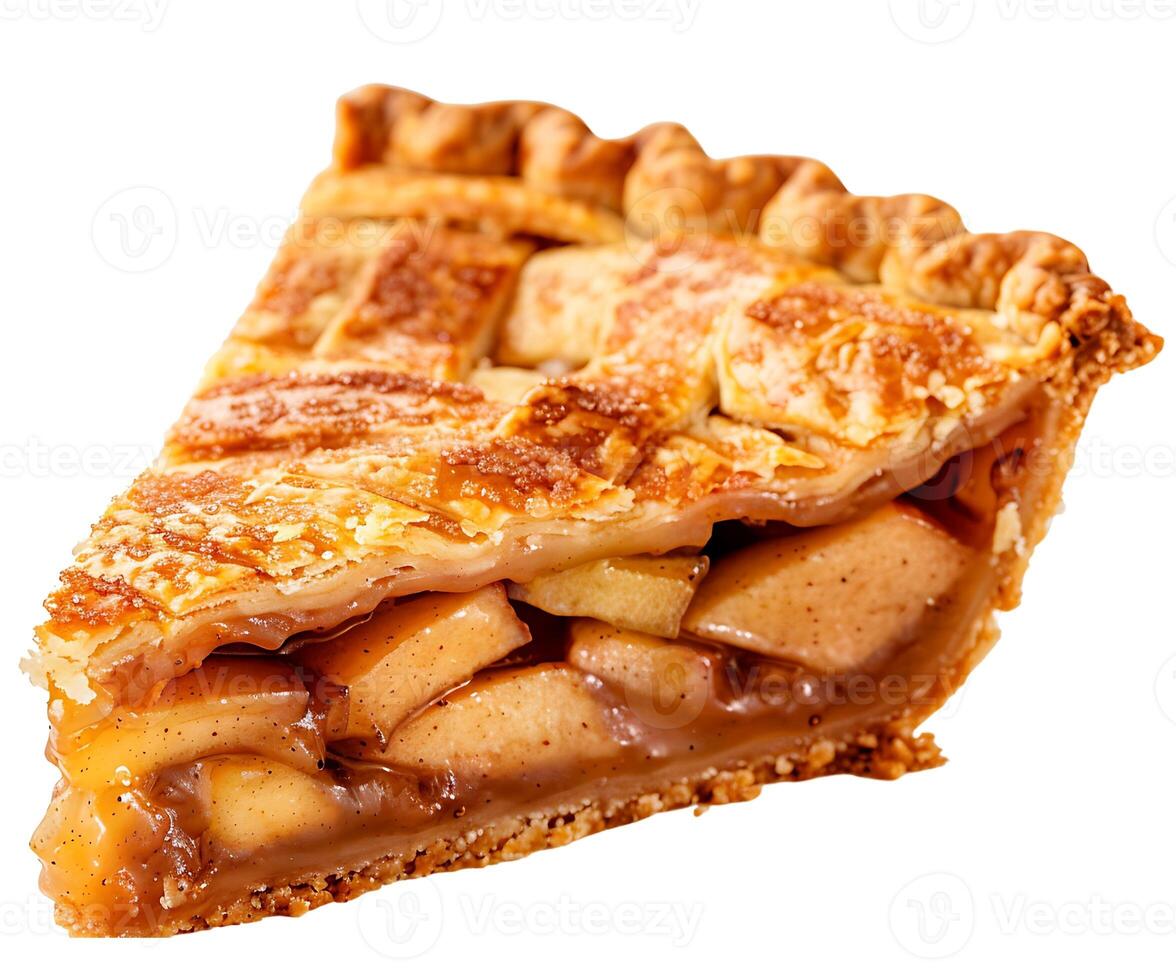 Apple pie slice isolated on transparent background photo