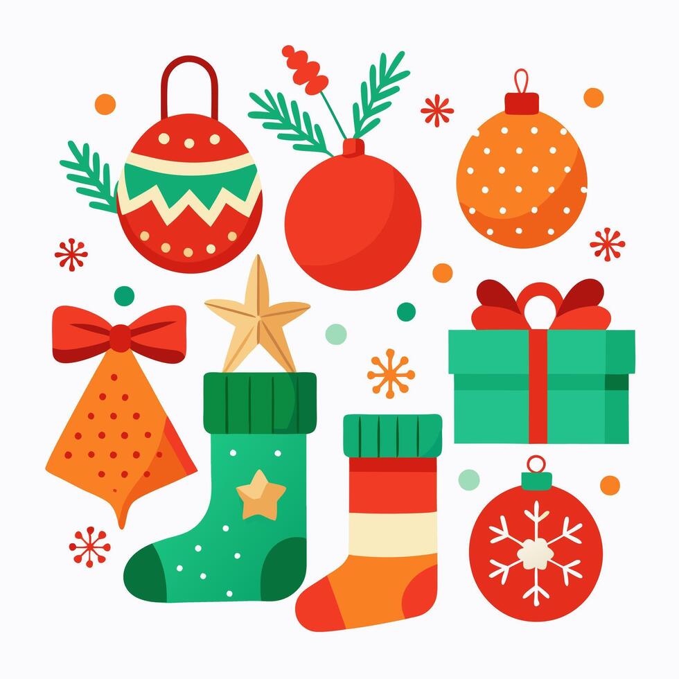 Christmas and new year badges and elements set illustration vector