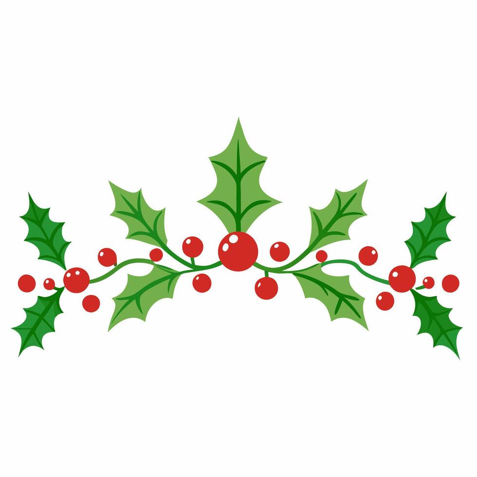 Holly Christmas decorative border Merry Christmas elements illustration vector