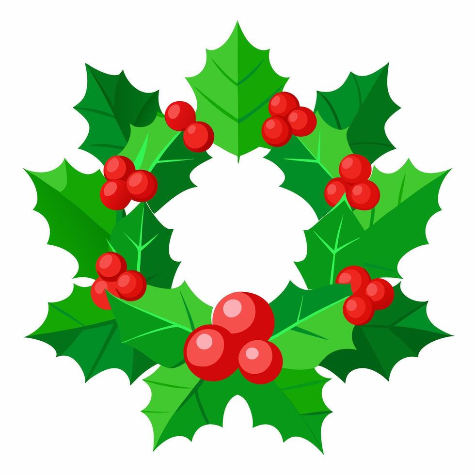 Holly branch with red berries Christmas symbol illustration vector