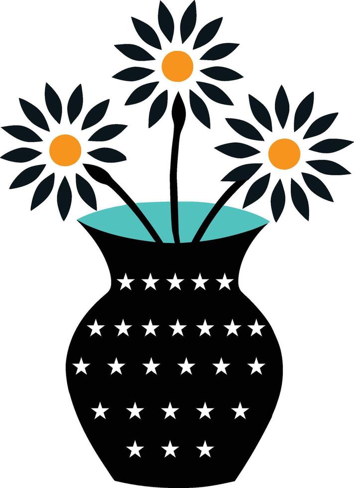 A Beautiful Flower And A Vase Illustration vector