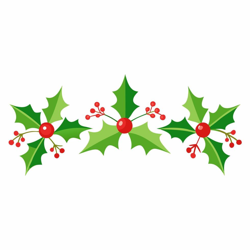 Holly Christmas decorative border Merry Christmas elements illustration vector