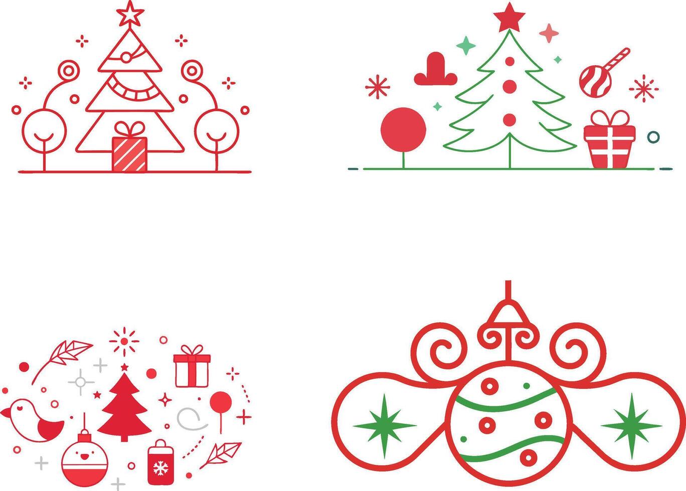 A Set Of Christmas Ornament Icon Illustration vector