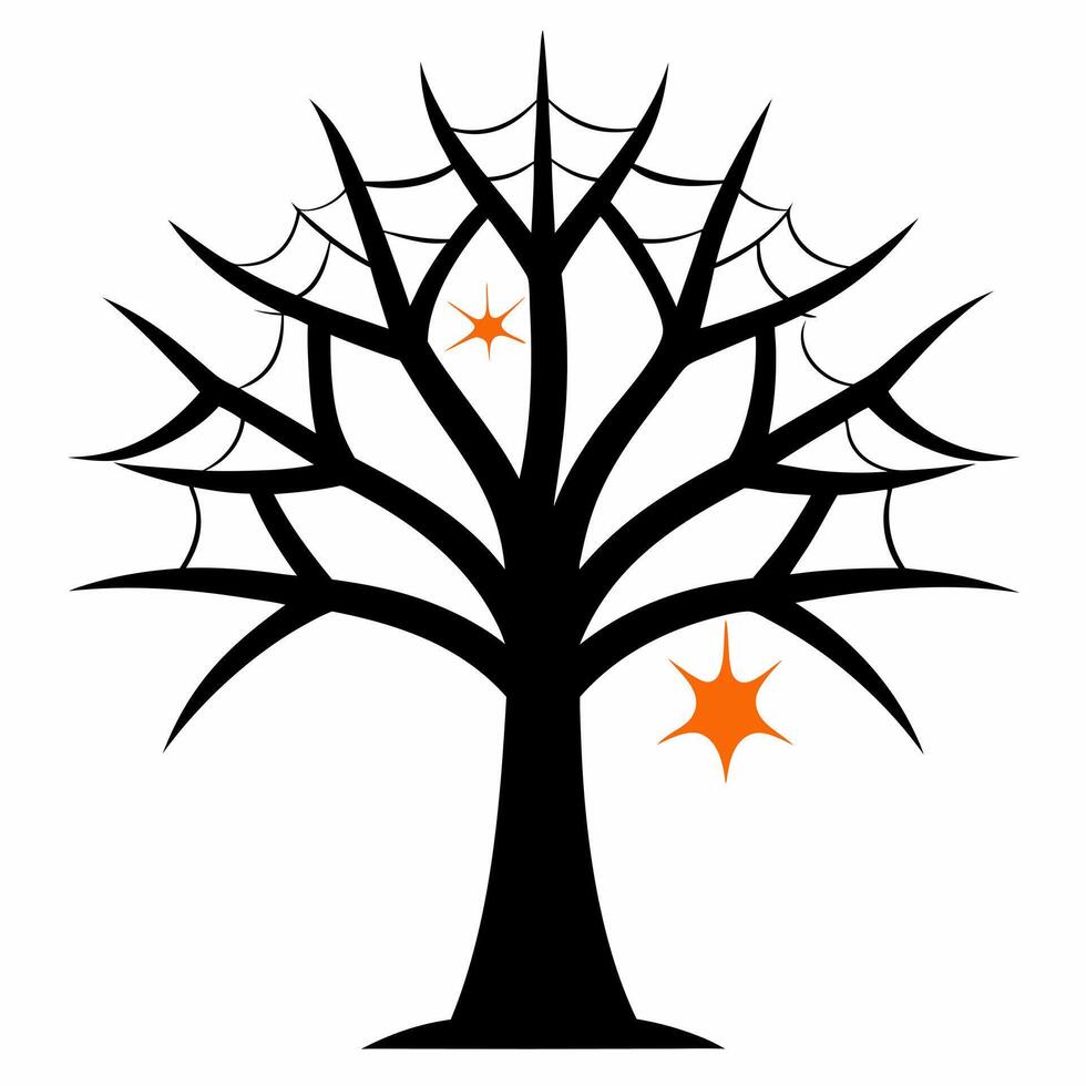 Halloween Tree Without Leaves Silhouette vector