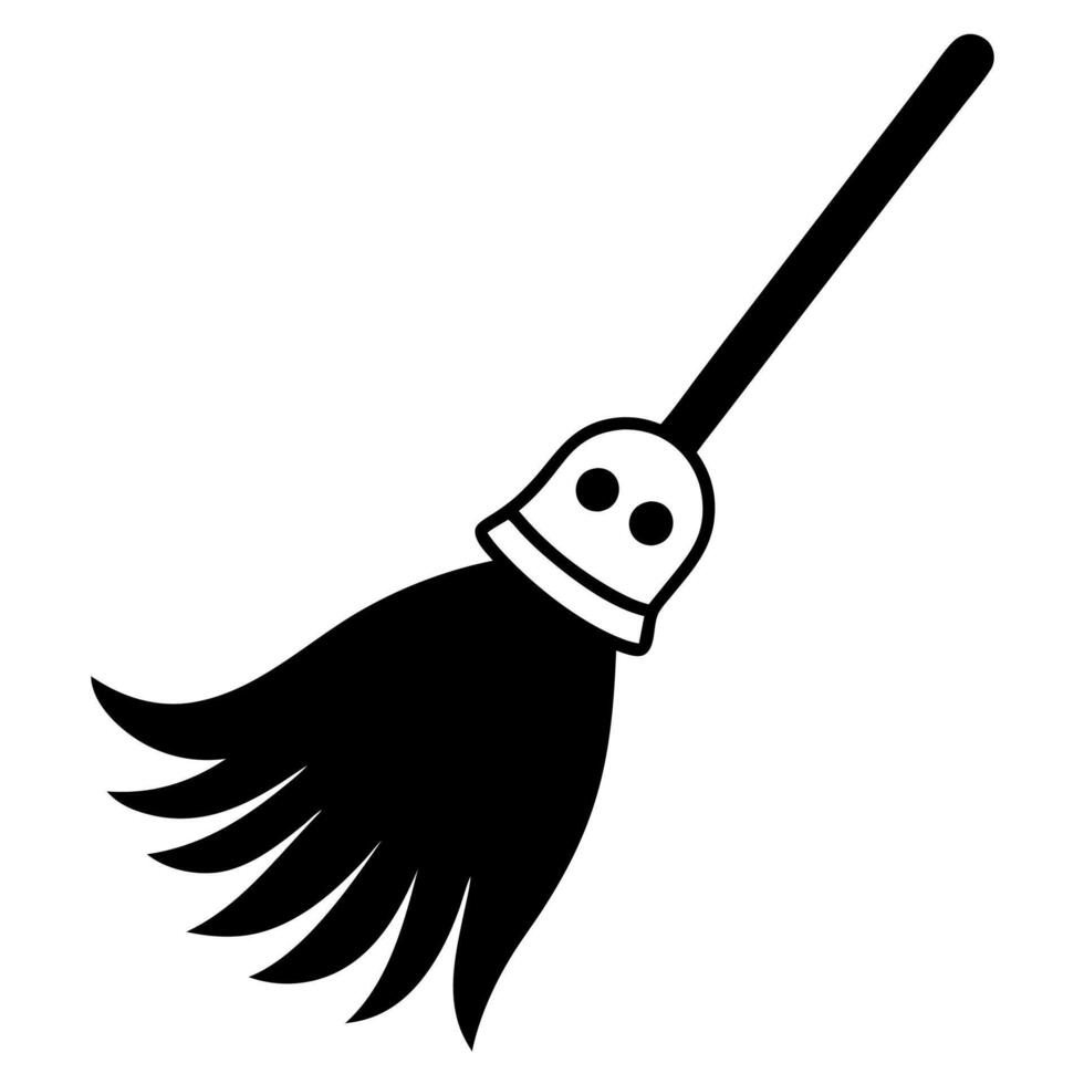 Witch broom ghost icon silhouette illustration vector