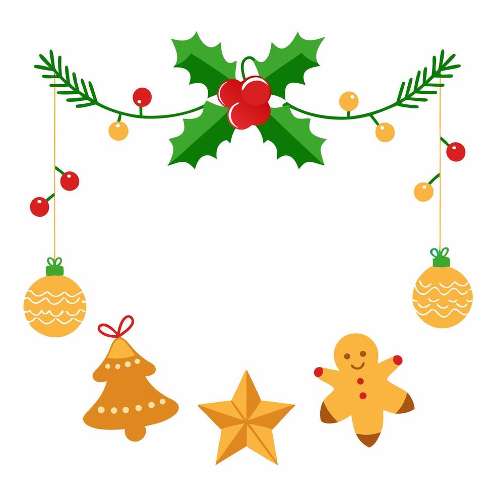 Christmas Border Decorations Garland Illustration vector