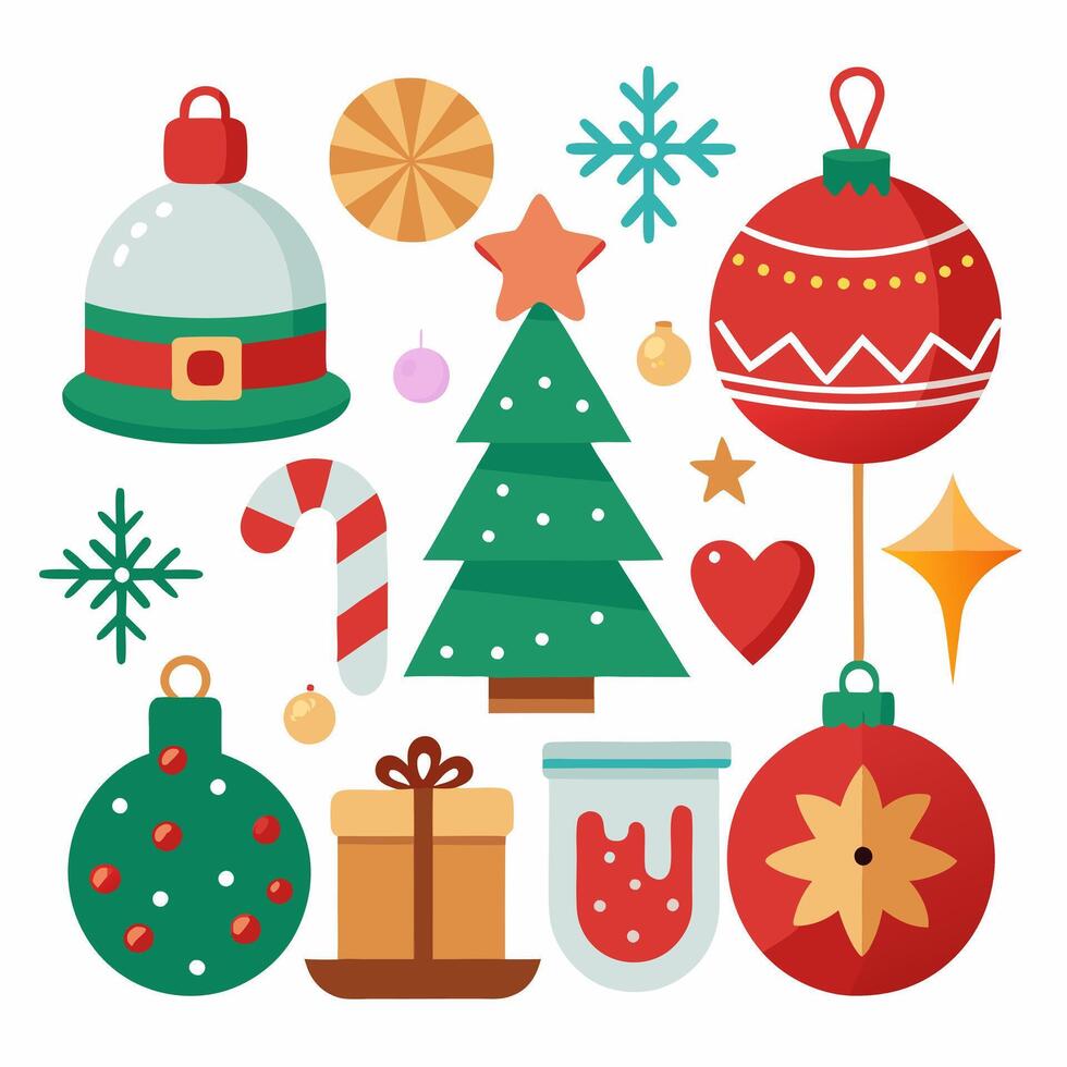 Merry Christmas and happy new year seasonal elements illustration vector