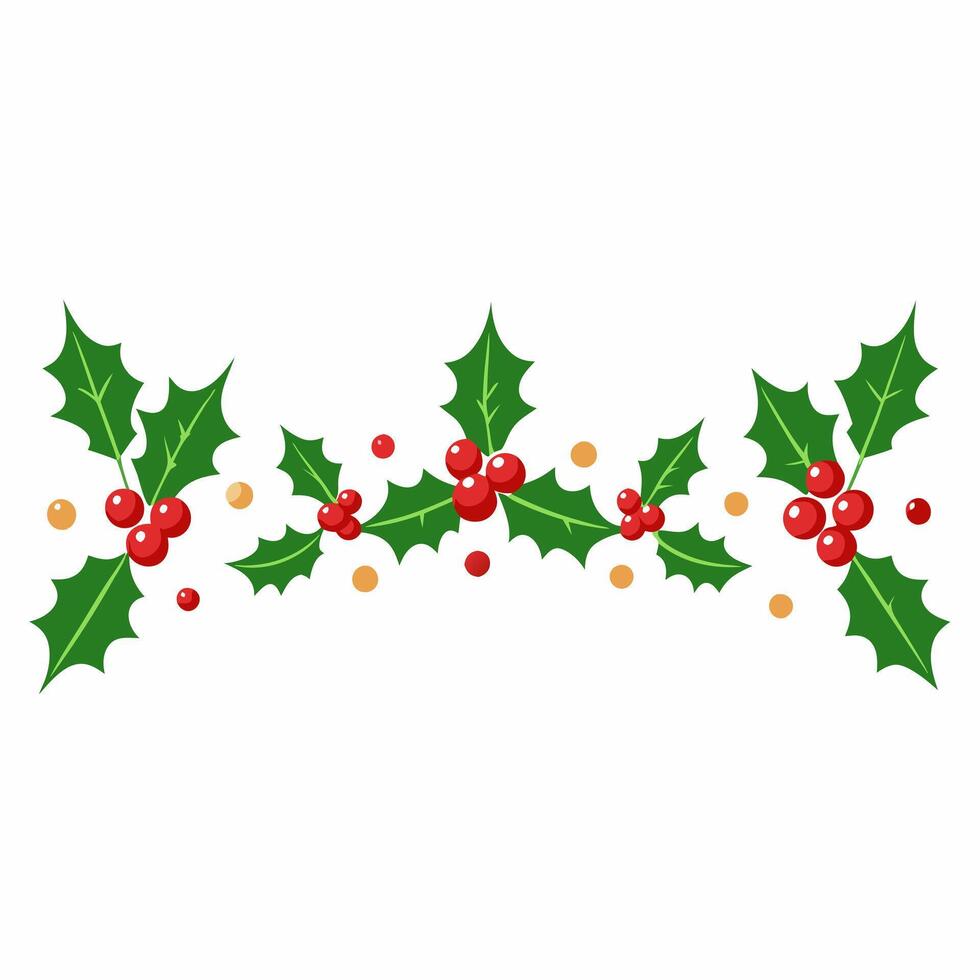 Holly Christmas decorative border Merry Christmas elements illustration vector