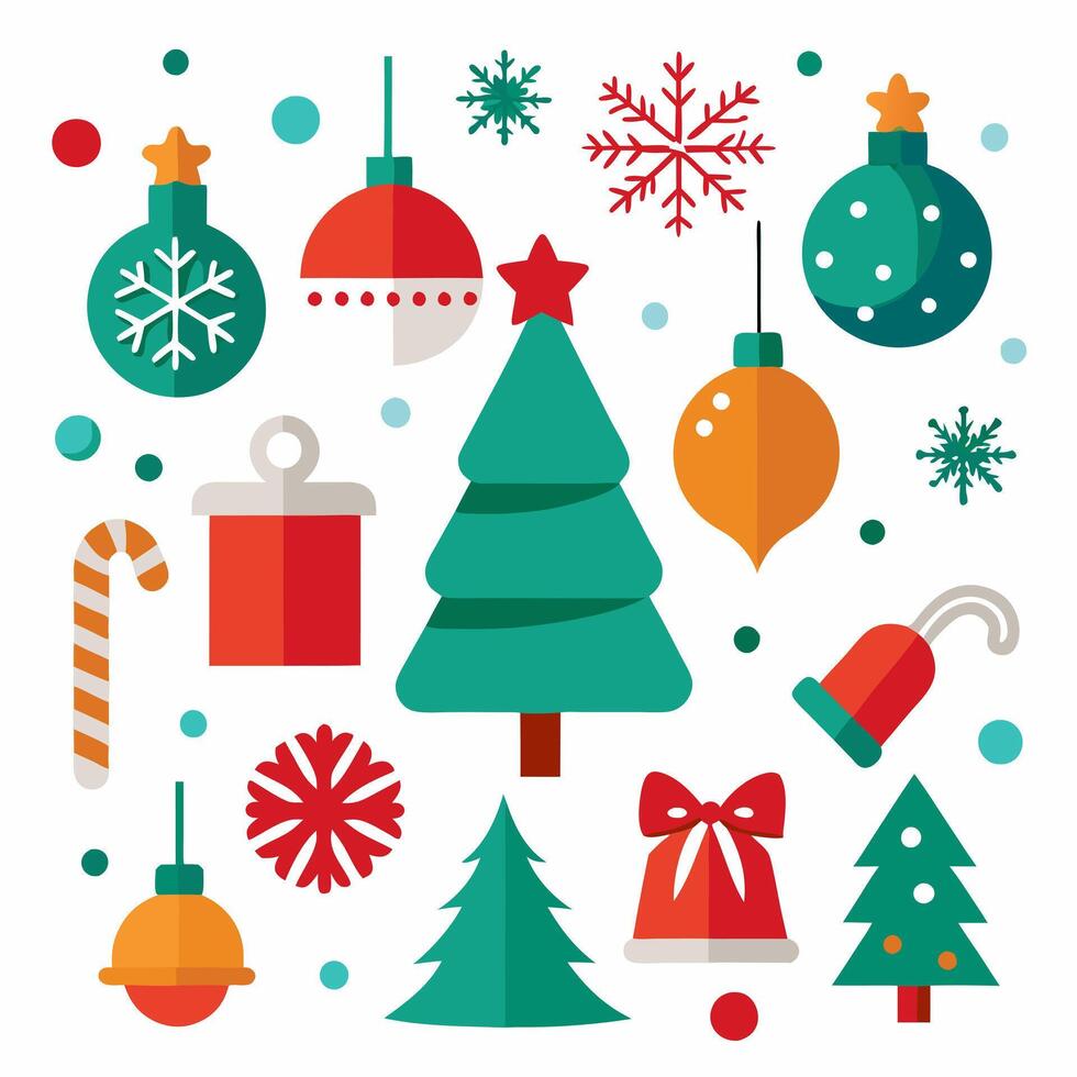 Christmas and new year badges and elements set illustration vector